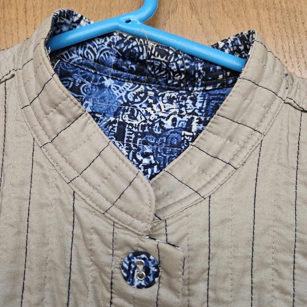 Blue Patterned Quilted Fully Reversible Jacket - image 5